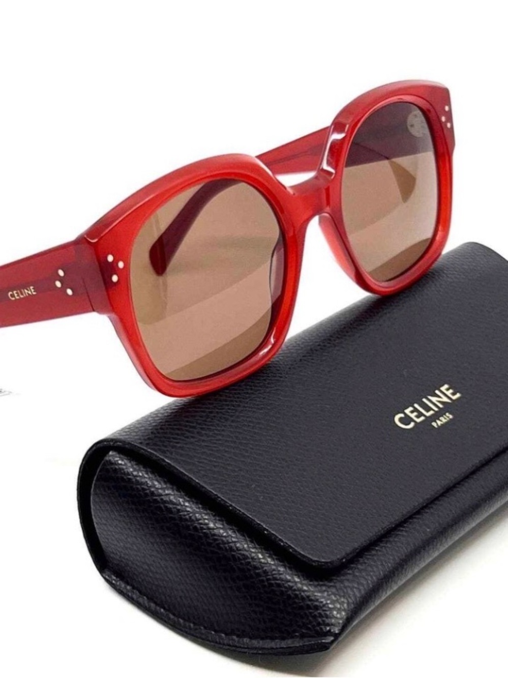 Perfect condition! Celine Red Square Acetate Sunglasses
